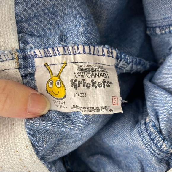 Vintage 90s Krickets Denim Cargo Pants Kids Size 2 Made in Canada - Picture 4 of 4